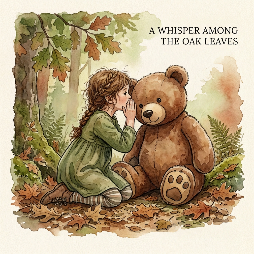A Gentle Forest Storybook Journal Entry JOURNAL ENTRY NO. 4; A WHISPER AMONG THE OAK LEAVES; SOFT BE BEAR; PROTTHE BEAR; CALM CONVERSATION; CALM CONVERSATION